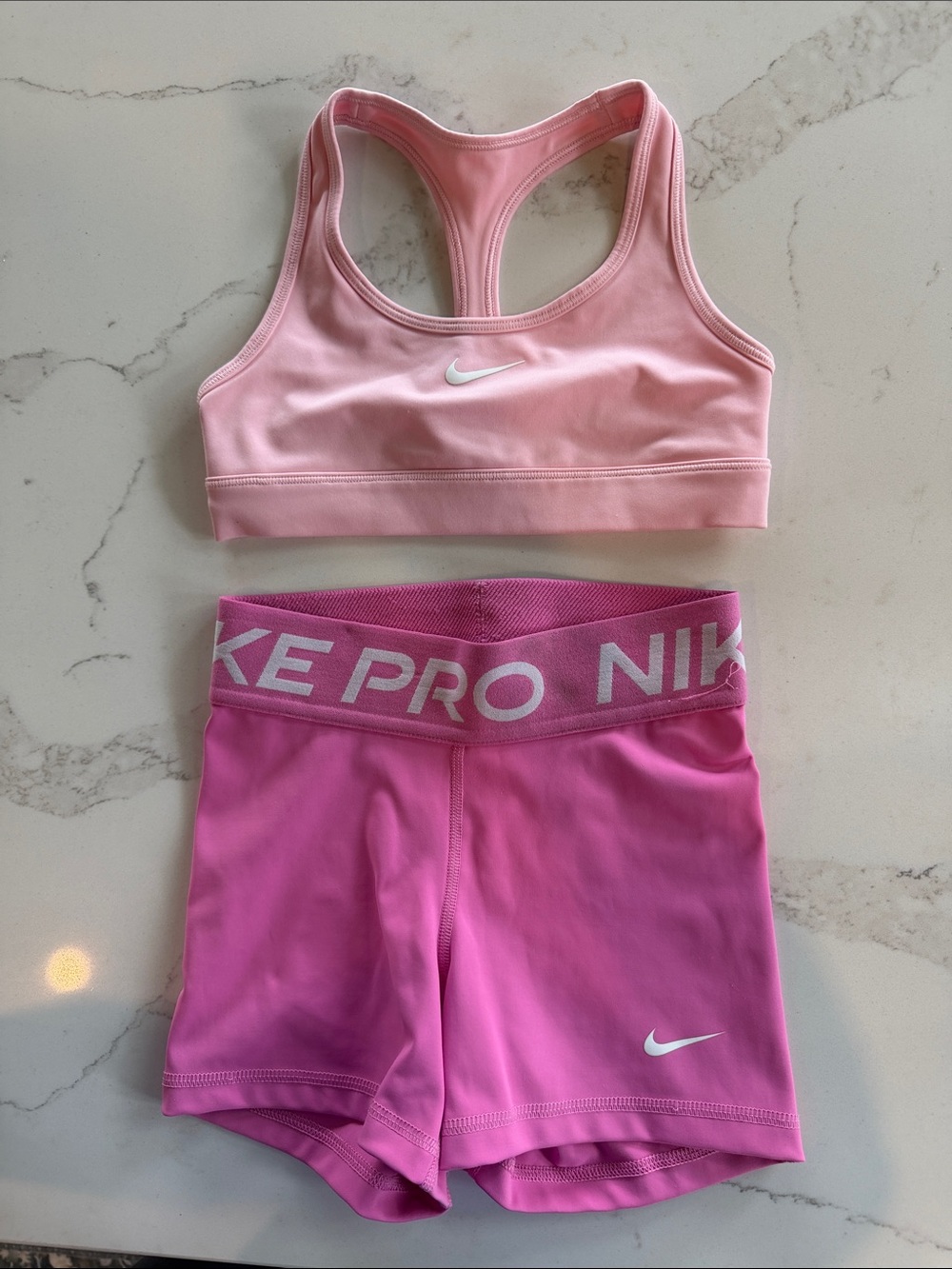 Girls Nike Pink Sports Bra & Pro Shorts Set